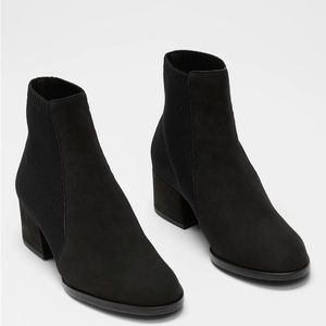 Eileen Fisher AESOP TUMBLED NUBUCK & RECYCLED STRETCH KNIT BOOTIE